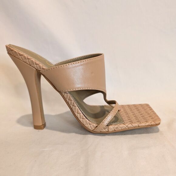 Ego X Molly-Mae Captivating Square Open Toe High Heel Waffle Mules - Picture 2 of 7
